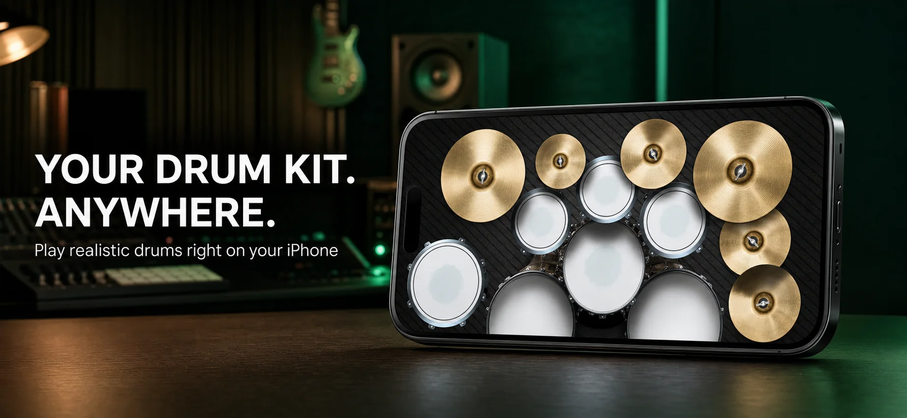 Mega Drum running on an iPhone in a music studio